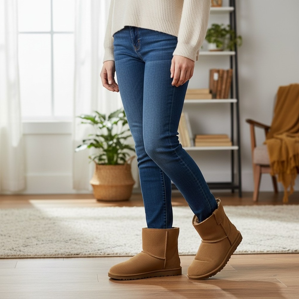UGG Classic Unlined Mini Perforated Tan Suede Ankle Boots 1016852‎ Womens 8 - Picture 7 of 7